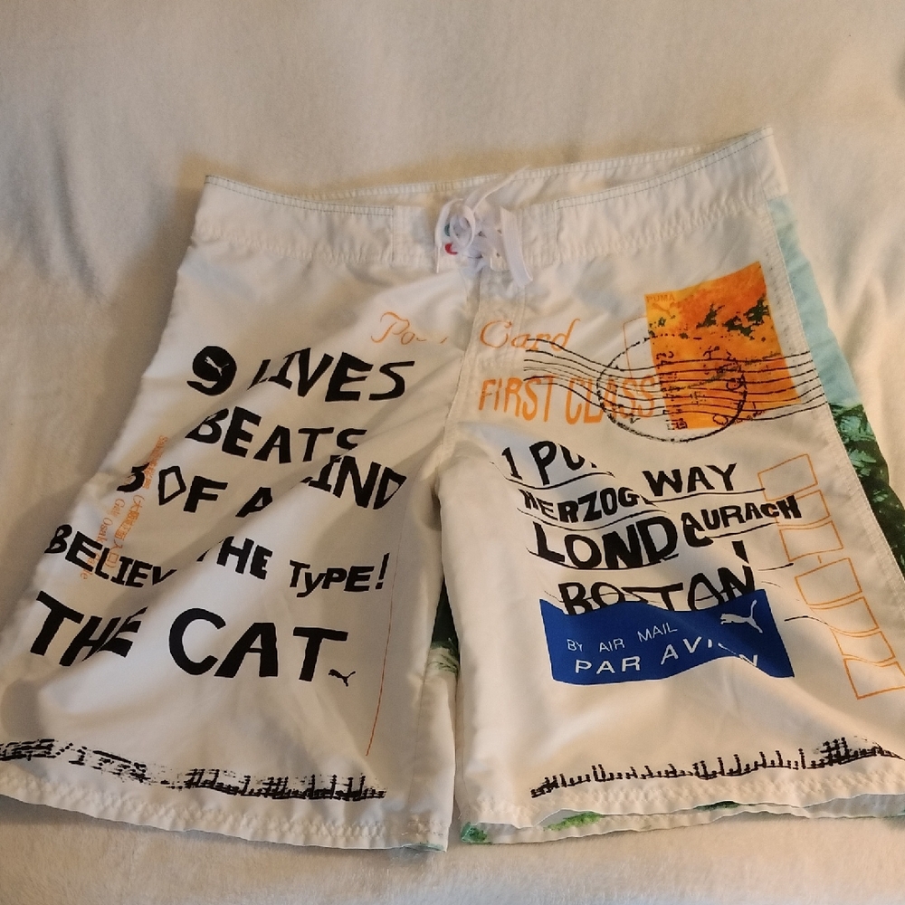 Puma 9 Lives Beats 3 Of A Kind Board Shorts Rare Men's Large